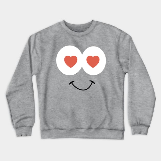 Cute Heart Eyes Toon Face In Love Crewneck Sweatshirt by N1L3SH